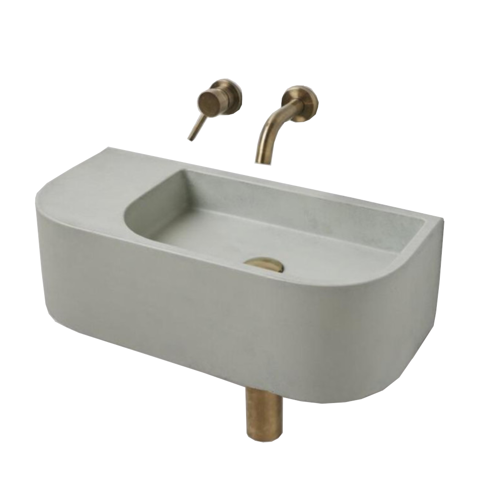 Mito New Concrete Cement Wash Basin Counter Top Matte Mint Green Wall Hung Bathroom Sinks