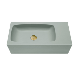 New Concrete Cement Wash Basin Counter Top Matte Mint Green Wall Hung Curved