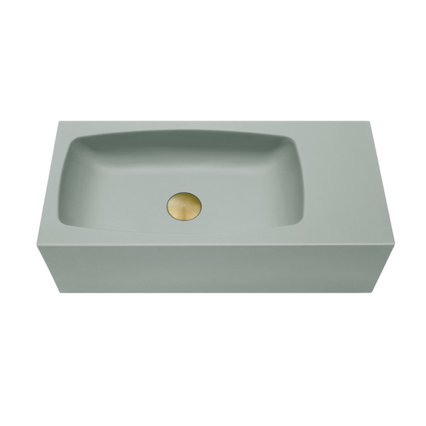 Mito New Concrete Cement Wash Basin Counter Top Matte Mint Green Wall Hung Curved Bathroom Sinks