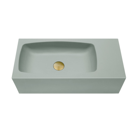 New Concrete Cement Wash Basin Counter Top Matte Mint Green Wall Hung Curved