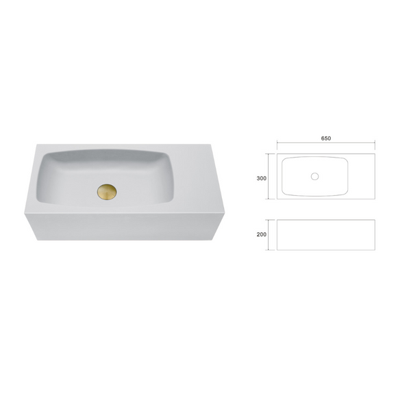 Mito New Concrete Cement Wash Basin Counter Top Matte Mint Green Wall Hung Curved Bathroom Sinks