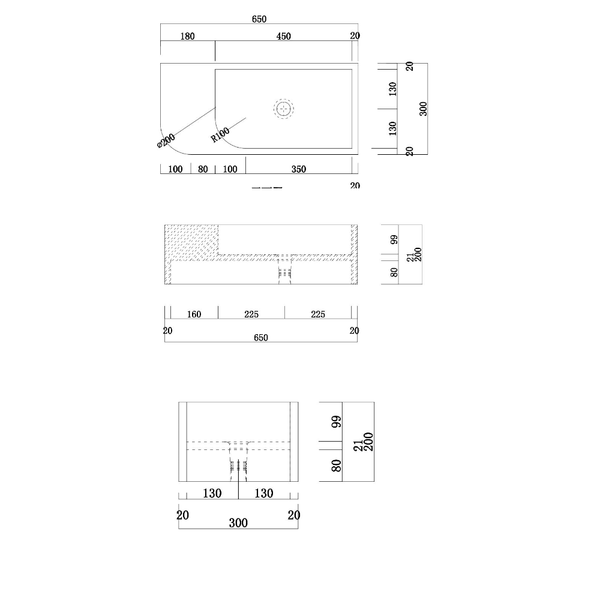 Mito New Concrete Cement Wash Basin Counter Top Matte White Wall Hung Bathroom Sinks