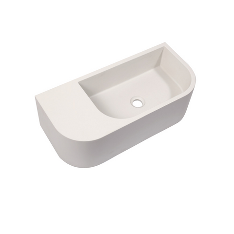 Mito New Concrete Cement Wash Basin Counter Top Matte White Wall Hung Bathroom Sinks