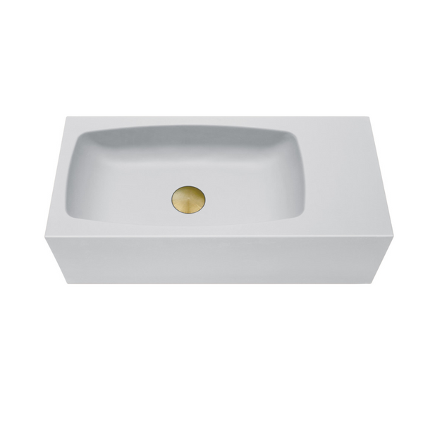 Mito New Concrete Cement Wash Basin Counter Top Matte White Wall Hung Curved Bathroom Sinks