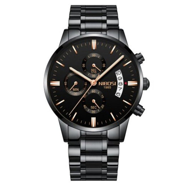 Veile Studios Men's Luxury Fashion Casual Dress Chronograph Quartz Wristwatch Carbon Fiber Black Watches
