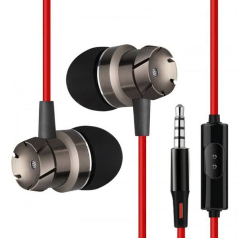 Nightingale Deep Heavy Bass In Ear Noise Isolating Headphones Mic Red