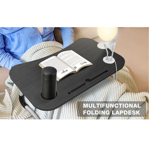 Nnecn Laptop Desk Bed Table Tray Folding Breakfast Portable Standing Notebook Reading Holder For Bed/Sofa Large With Usb Charger And Cup Holder Laptop