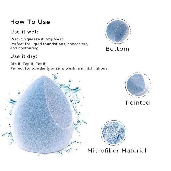 No Absorbing Velvet Makeup Sponge Latex Free Egg Microfiber Beauty Blending Flocking Blue