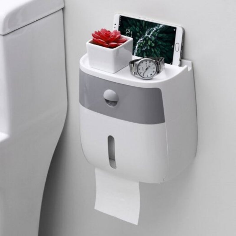 No Punch Toilet Paper Towel Box Set Tray Waterproof Roll Pumping Carton Light Grey Toilet Paper Holders & Storage