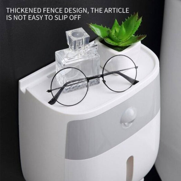 No Punch Toilet Paper Towel Box Set Tray Waterproof Roll Pumping Carton Light Grey Toilet Paper Holders & Storage