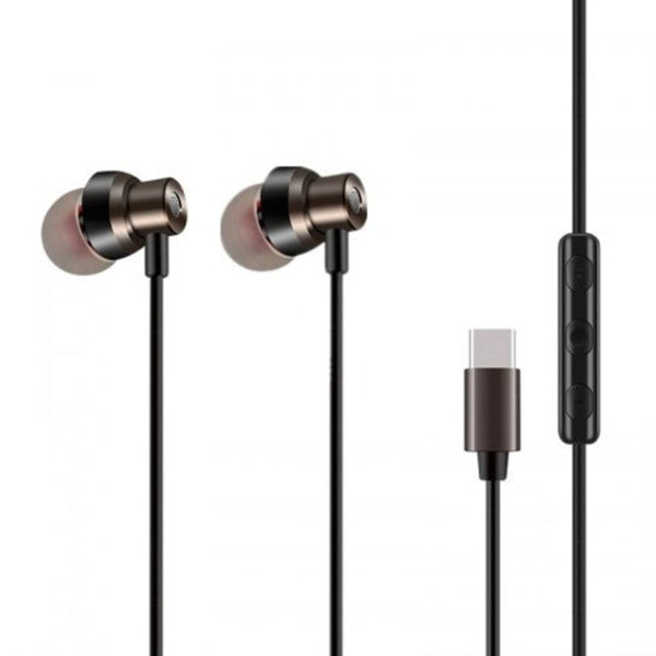 Noise Reduction Heavy Bass Type C Interface Earphones For Xiaomi Mi 6X Black