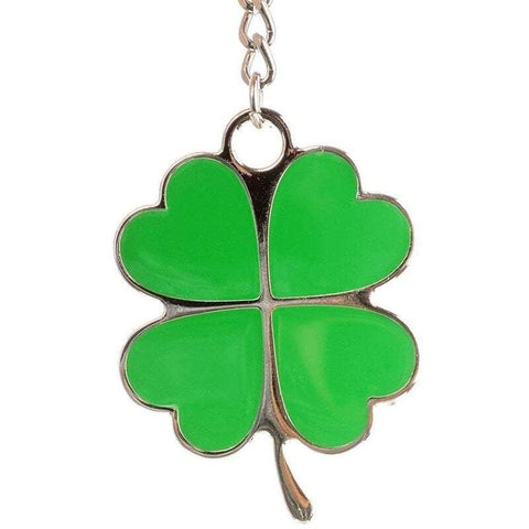 Novelty Key Rings Nologo Stainless Steel Lucky Four Leaf Clover Keychain Creative Beautiful Green Chain Backpack Car Accessories