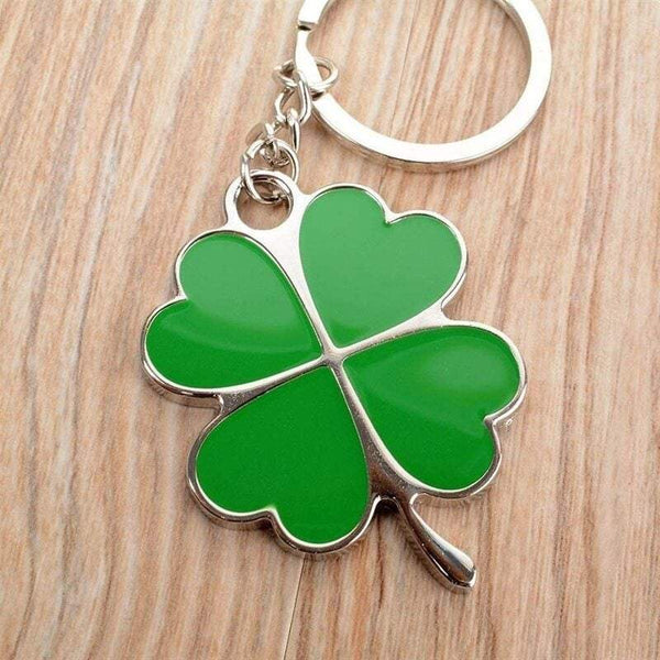 Novelty Key Rings Nologo Stainless Steel Lucky Four Leaf Clover Keychain Creative Beautiful Green Chain Backpack Car Accessories