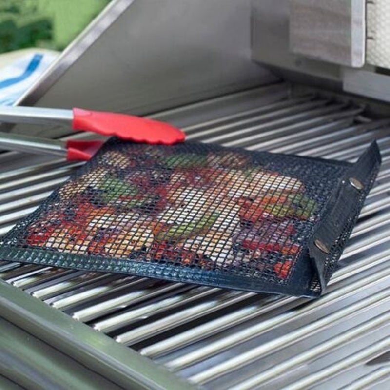 Non Stick Mesh Grilling Bag Outdoor Camping Bbq Bake Net Black Barbecue Tools