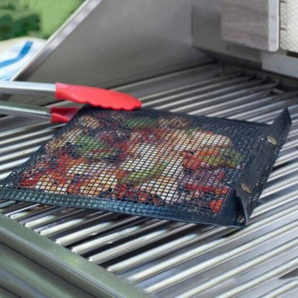 Non Stick Mesh Grilling Bag Outdoor Camping Bbq Bake Net Black Barbecue Tools