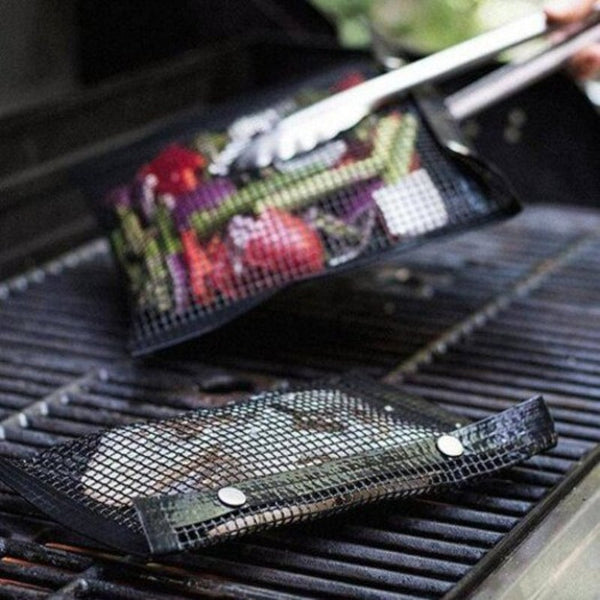 Non Stick Mesh Grilling Bag Outdoor Camping Bbq Bake Net Black Barbecue Tools