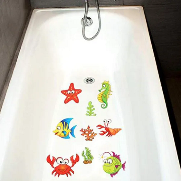 Non Slip Bathtub Stickers Marine Life Bathroom Adhesive Stairs Shower Room Wall Stickers