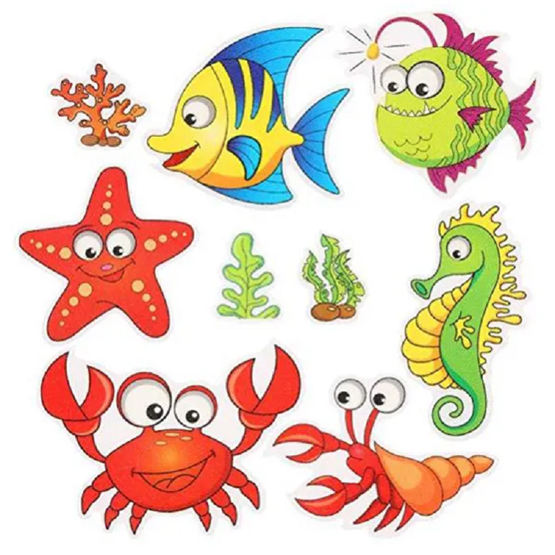 Non Slip Bathtub Stickers Marine Life Bathroom Adhesive Stairs Shower Room Wall Stickers