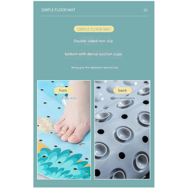 Non Slip Pvc Bath & Shower Mat With Suction Cups And Drainage Holes Cartoon Ocean Theme(Submarine) Non Slip Appliqués & Mats