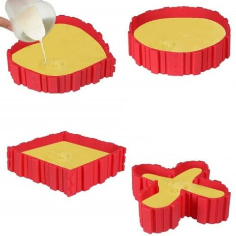Nonstick 4Pcs Silicone Cake Mold Magic Bake Snakes Diy Mould Baking Tools Red