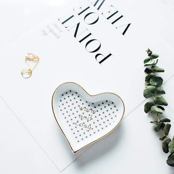Nordic Heart Dish Jewellery Rings Earrings Holder Home Storage
