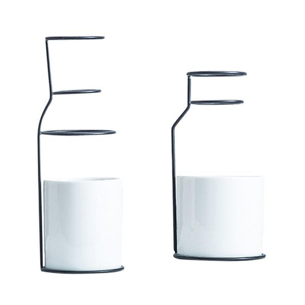 Black White Nordic Iron Vase Decor Vases