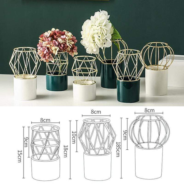 Green Or White Geometric Lantern Vase Decor Vases