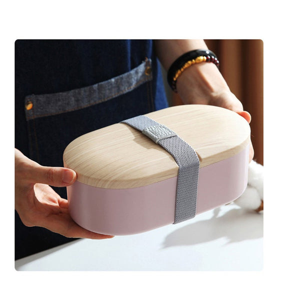Nordic Style Wooden Lunch Box Sealed Leak Proof Bento With Tableware For Student Office Worker Portable Microwave Lunchbox