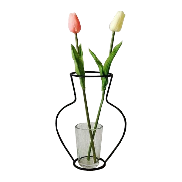 Nordic Black Iron Outline Vase Flower Plant Holder Vases