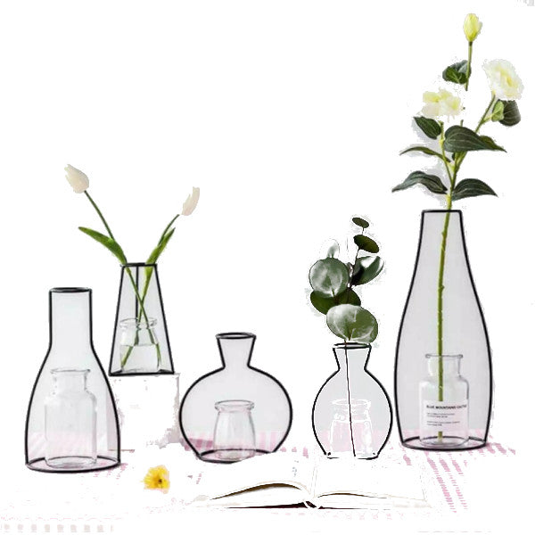 Nordic Black Iron Outline Vase Flower Plant Holder