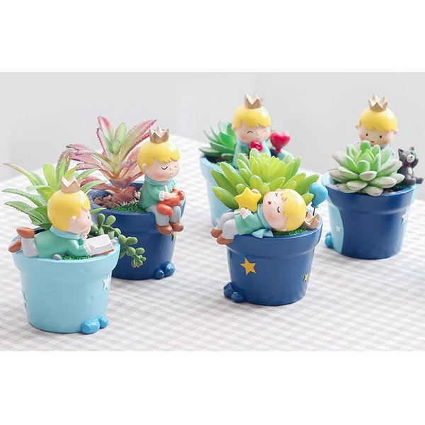 Nordic Cartoon Fairy Prince Resin Flower Pot Desktop Decoration Cute Boy Baskets Pots Window Boxes
