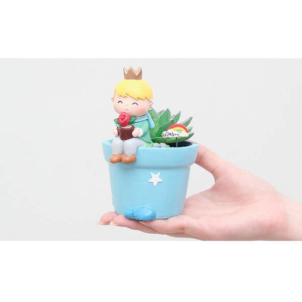 Nordic Cartoon Fairy Prince Resin Flower Pot Desktop Decoration Cute Boy Baskets Pots Window Boxes