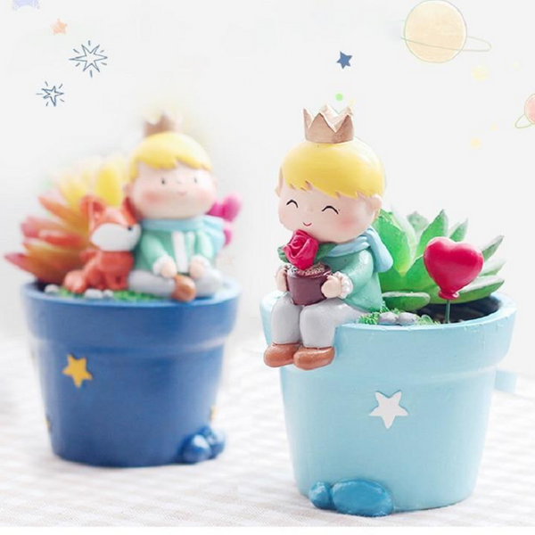 Nordic Cartoon Fairy Prince Resin Flower Pot Desktop Decoration Cute Boy Baskets Pots Window Boxes