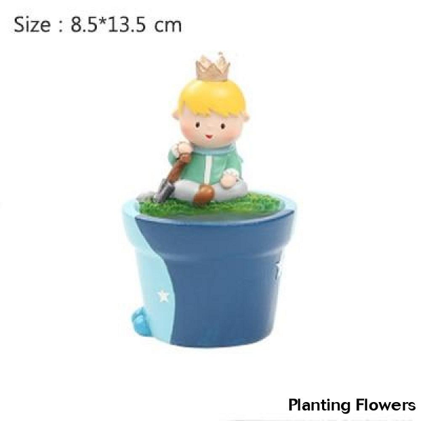 Nordic Cartoon Fairy Prince Resin Flower Pot Desktop Decoration Cute Boy Baskets Pots Window Boxes