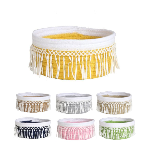 Nordic Cotton Rope Tassel Storage Baskets Boho Decor Storage Bins & Baskets