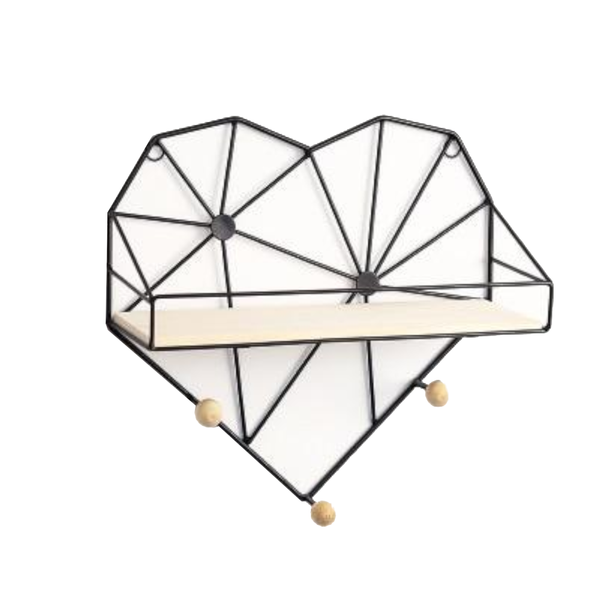 Nordic Love Heart Wall Shelf Wrought Iron Grid Plant Stand Home Decor
