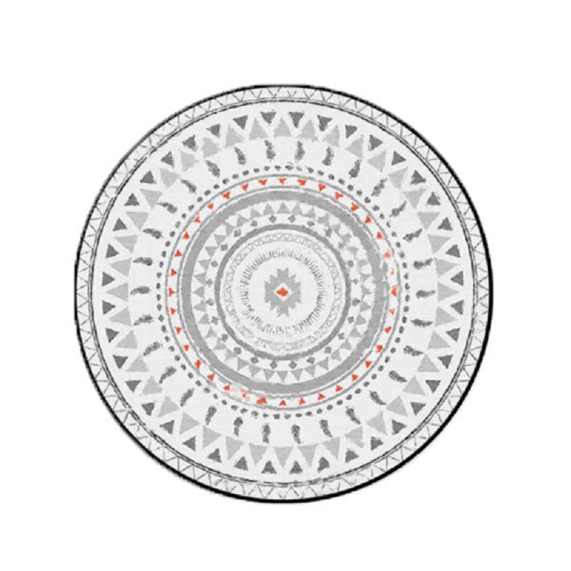 Nordic Modern Round Gray Patterned Rug Non Slip Floor Mat Decor Rugs