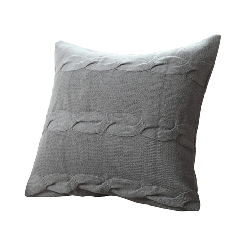 Nordico Handmade Soft Cozy Knit Button Cushion Cover Grey Cushions & Decorative Pillows