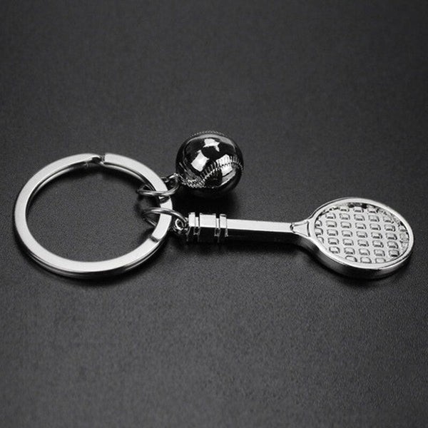 Novel Handmade Souvenir Simulation Badminton Ping Pong Tennis Racket Shape Widgets Creative Sports Mini Keys Chain Cars Bikes Backpack Ornaments Gifts For Lovers 1