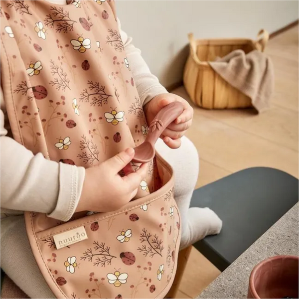 Nuuroo Alberte Long Coated Bib Cream Leaf Baby Bibs & Burp Cloths