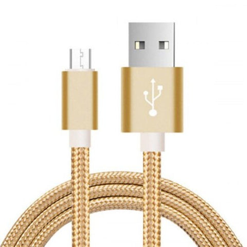 Nylon Braided Android Data Cable Charging For Micro Woven Gold 1 Meter