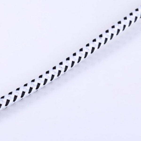 Nylon Fabric Round Data Micro Usb Charging Cable 3M White