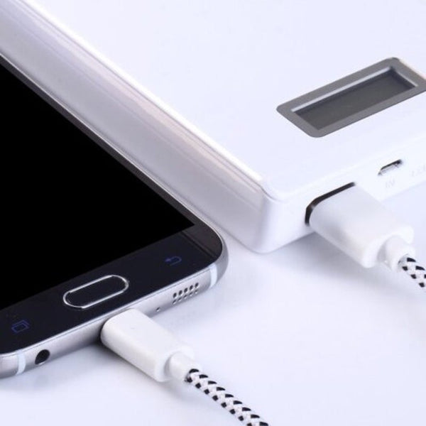 Nylon Fabric Round Data Micro Usb Charging Cable 3M White Cables & Adapters