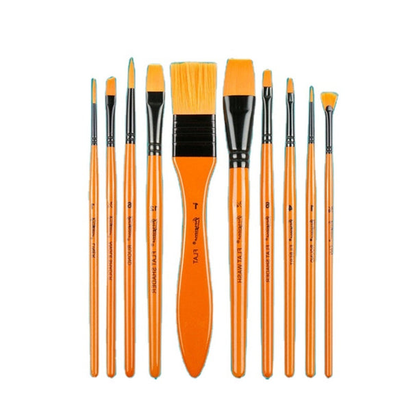 10Pcs Nylon Paint Brush Watercolor Oil Painting Acrylic Multi Function With Bag Artists Brushes