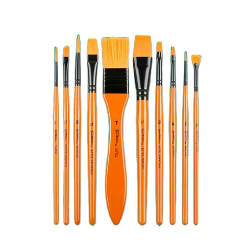 10Pcs Nylon Paint Brush Watercolor Oil Painting Acrylic Multi-Function With Bag