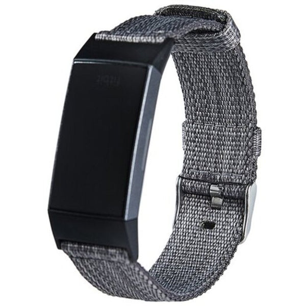 Nylon Watch Strap For Fitbit Charge 3 Black Watch Bands