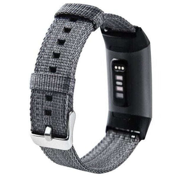 Nylon Watch Strap For Fitbit Charge 3 Black Watch Bands