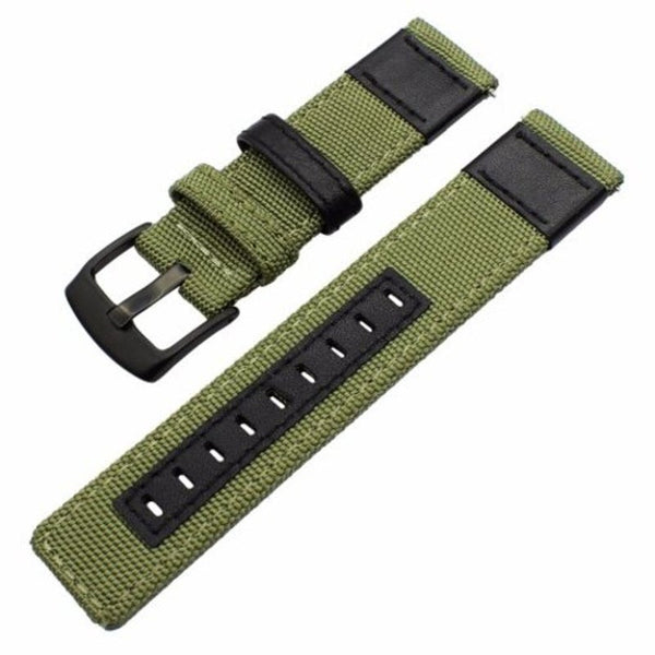 Nylon Woven Leather Watch Wristband Strap For Huawei Gt / Honor Magic Deep Green