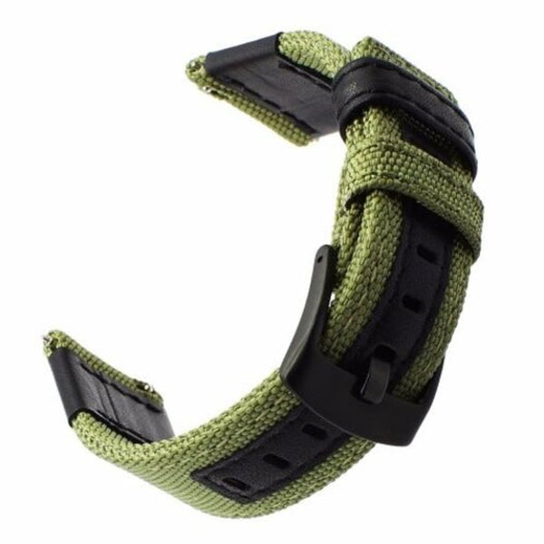 Nylon Woven Leather Watch Wristband Strap For Huawei Gt / Honor Magic Deep Green Watch Bands