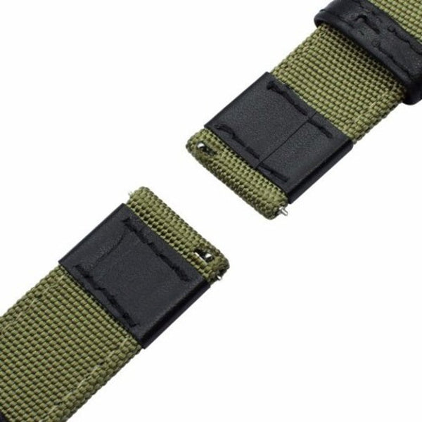 Nylon Woven Leather Watch Wristband Strap For Huawei Gt / Honor Magic Deep Green Watch Bands
